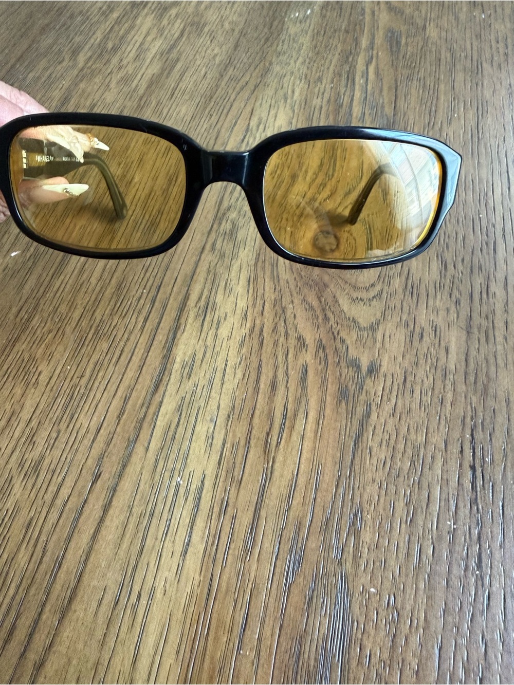 CHANEL Gold Mirror Rectangular Sunglasses